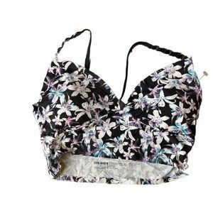 Steve Madden Bralette Bra Women L Large Black Floral Wireless Opaque Casual